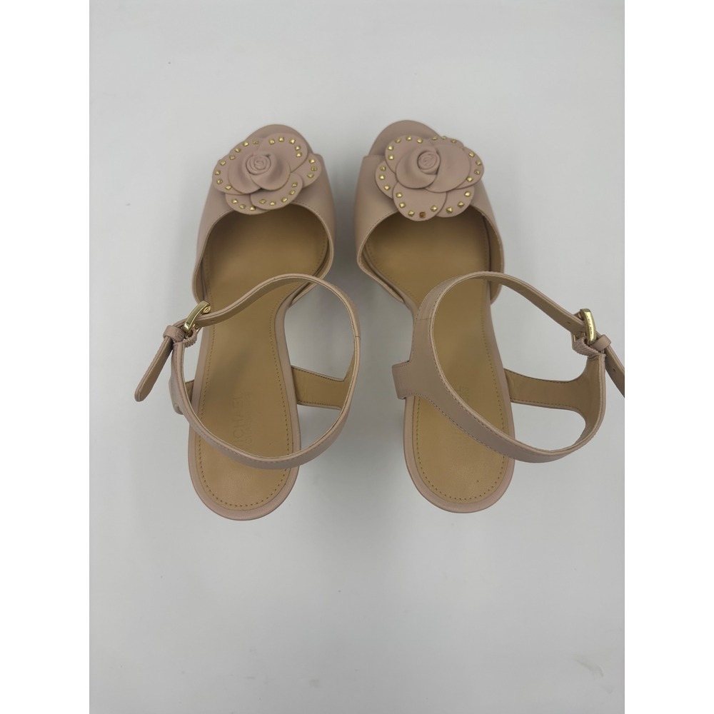 Michael Kors Blush Pink Leather Rose Studded Platform Block Heel Womens Size 9M - Picture 3 of 12